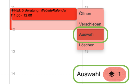 Auswahl-Button für Termine