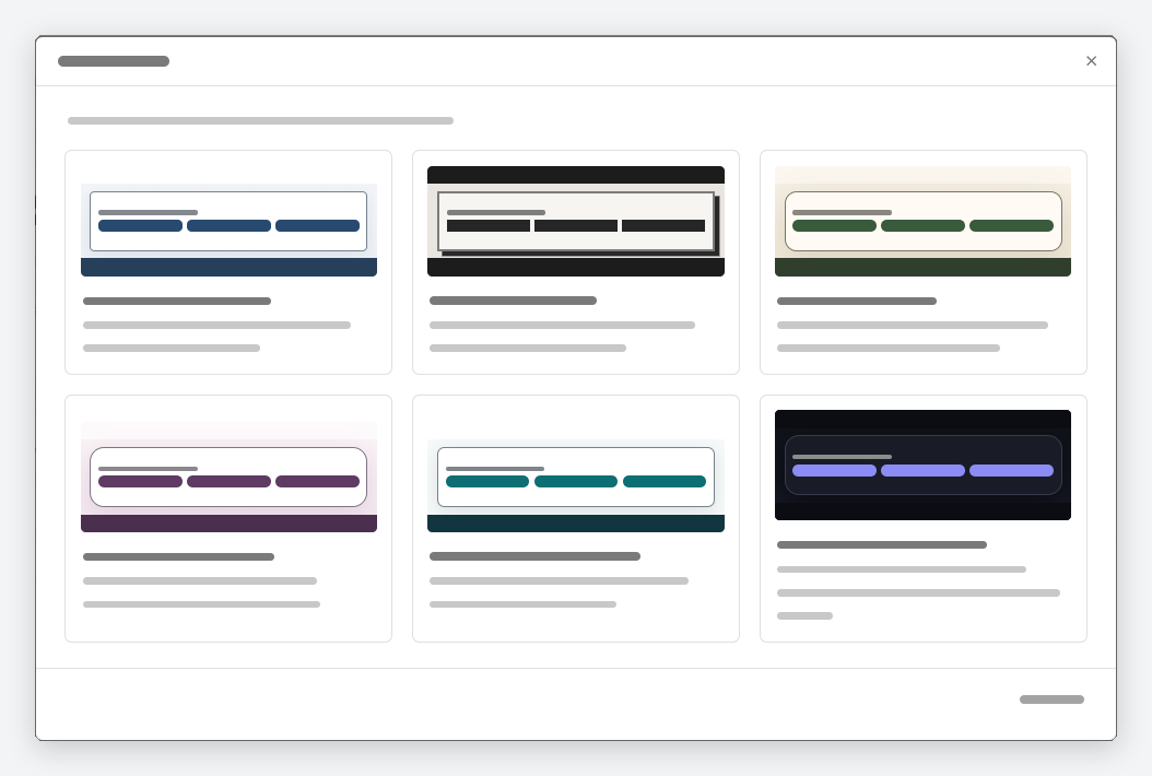 Buchungslayout → Design laden: die sechs Vorlagen